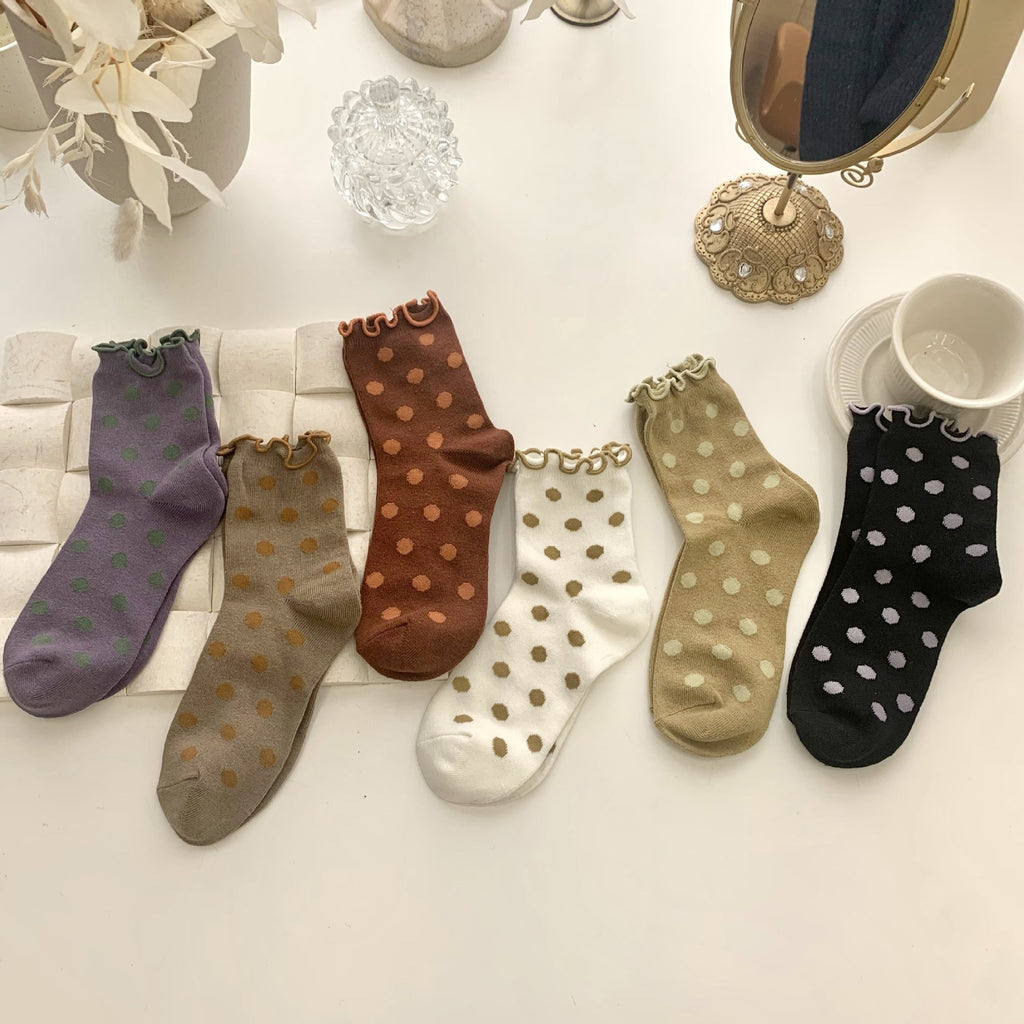 Lettuce Trim Polka Dot Crew Socks - view 1