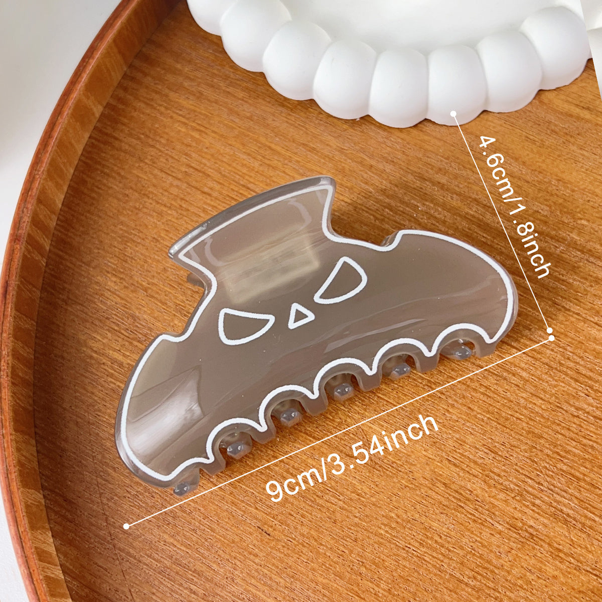 Translucent Hair Claw Clip With Carved Grin - Coffee