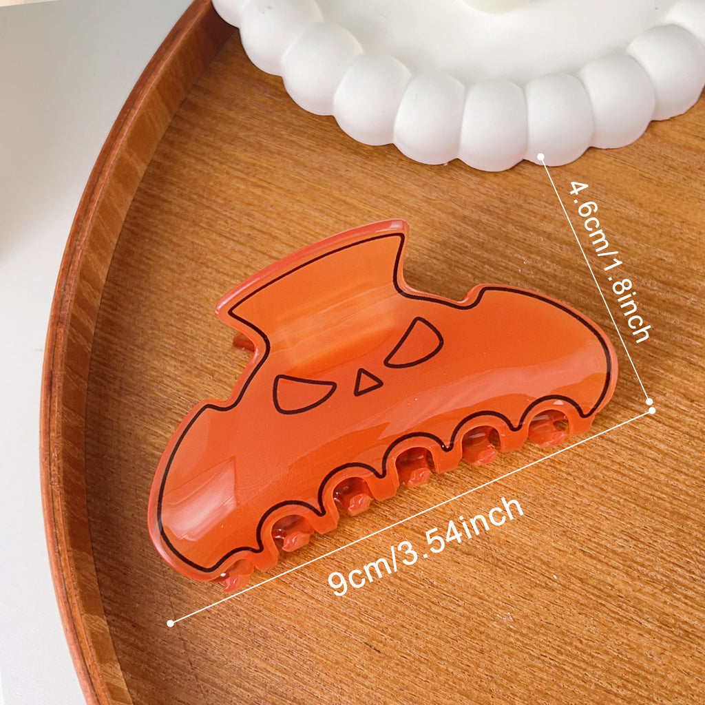 Translucent Hair Claw Clip With Carved Grin - Orange