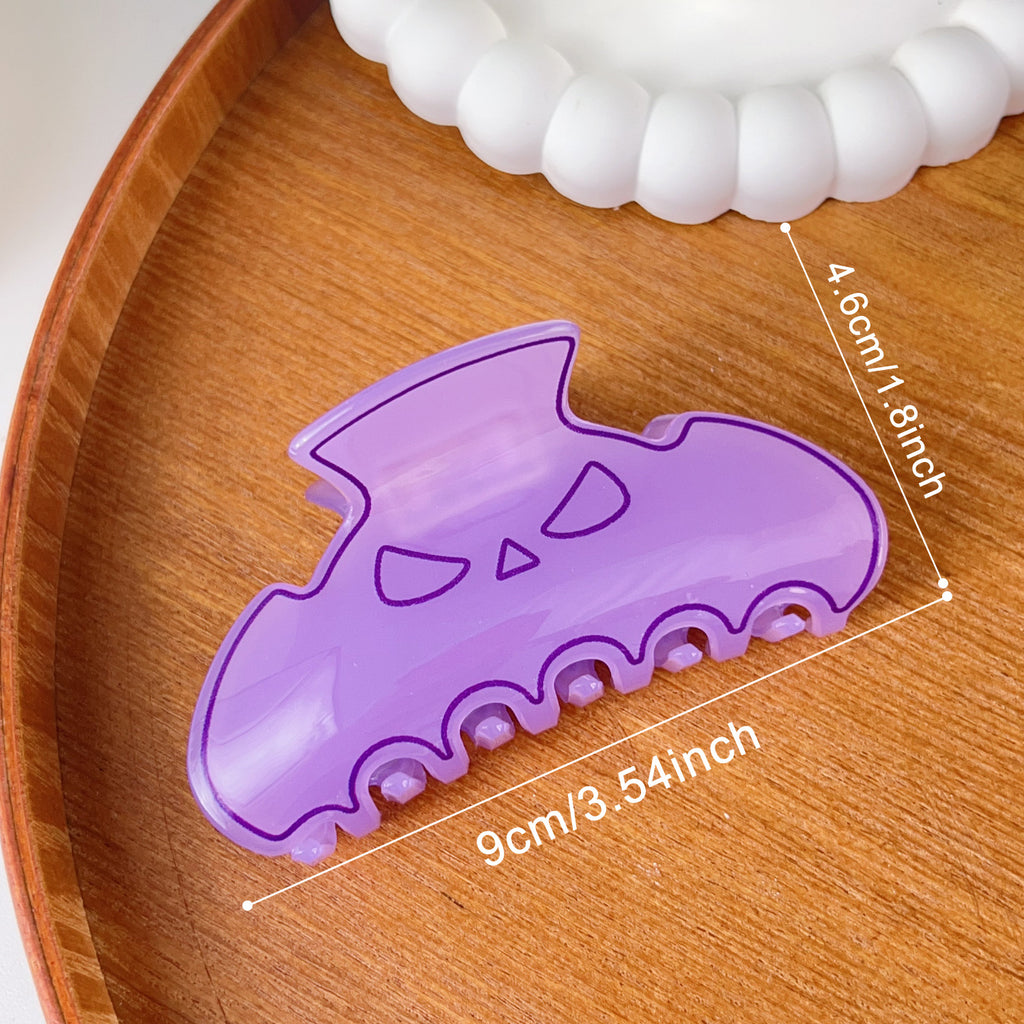 Translucent Hair Claw Clip With Carved Grin - Purple