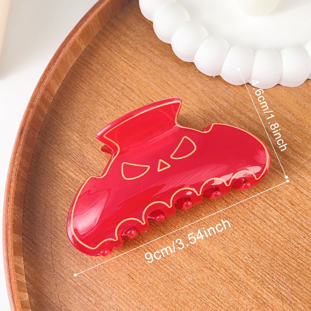 Translucent Hair Claw Clip With Carved Grin - Red