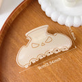 Translucent Hair Claw Clip With Carved Grin - White