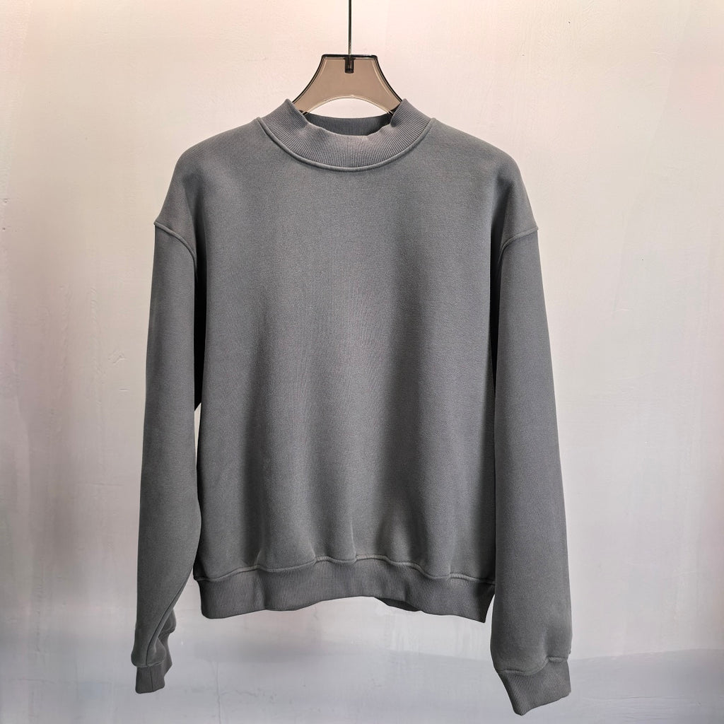 Heavyweight Fleece Lined Mock Neck Sweatshirt - Charcoal