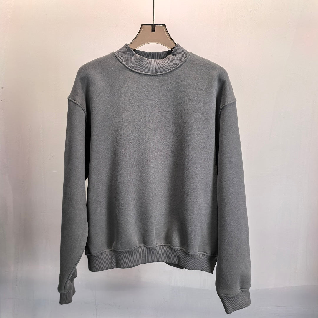 Heavyweight Fleece Lined Mock Neck Sweatshirt - Charcoal