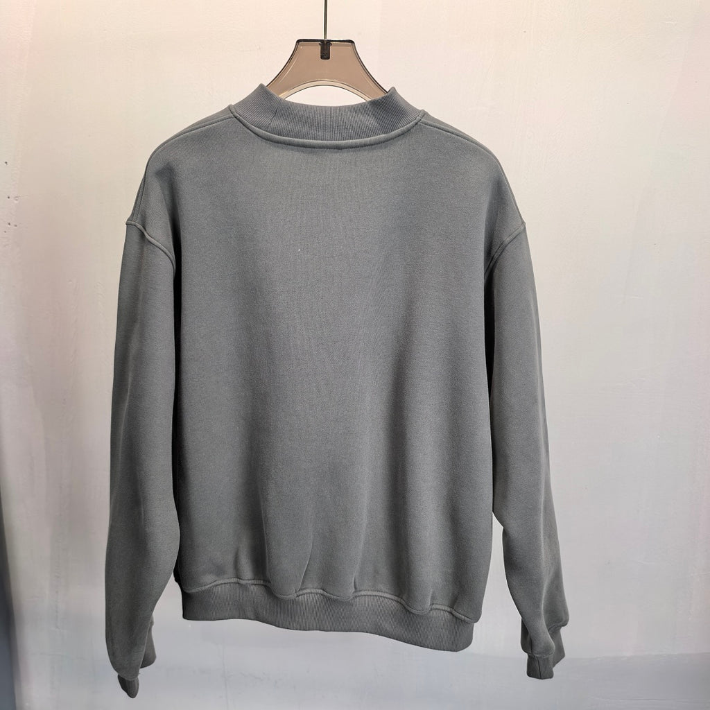 Heavyweight Fleece Lined Mock Neck Sweatshirt - Charcoal - 1