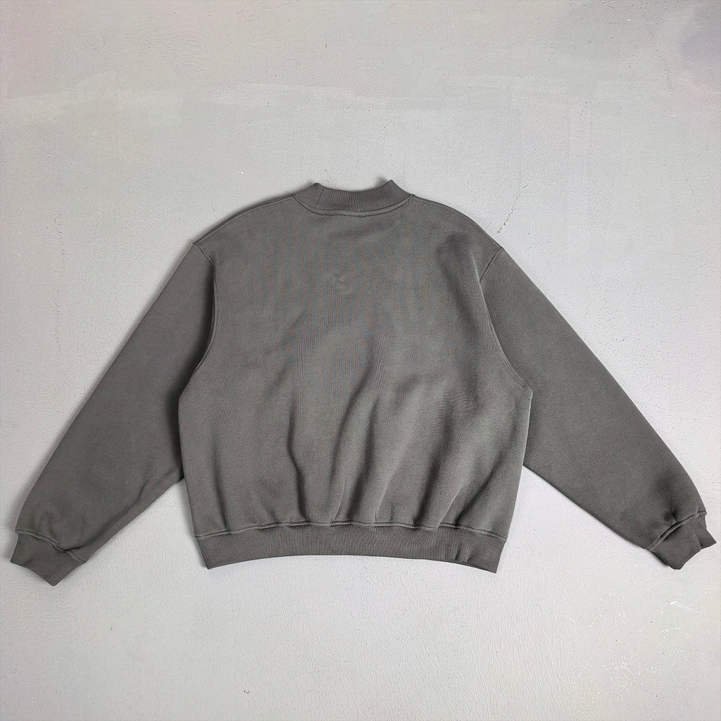 Heavyweight Fleece Lined Mock Neck Sweatshirt - Charcoal - 3