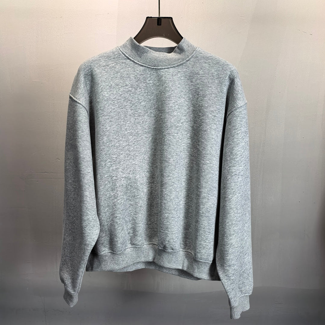 Heavyweight Fleece Lined Mock Neck Sweatshirt - HeatherGrey