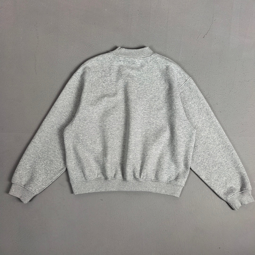 Heavyweight Fleece Lined Mock Neck Sweatshirt - HeatherGrey - 3