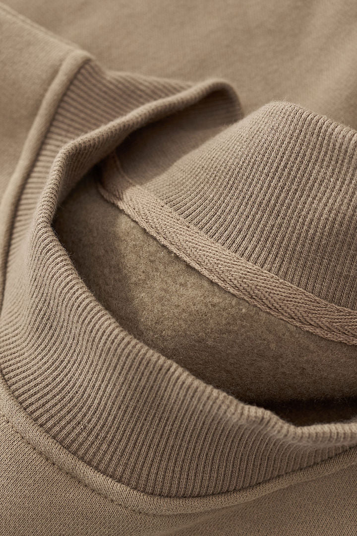 Heavyweight Fleece Lined Mock Neck Sweatshirt - LightBrown - 4