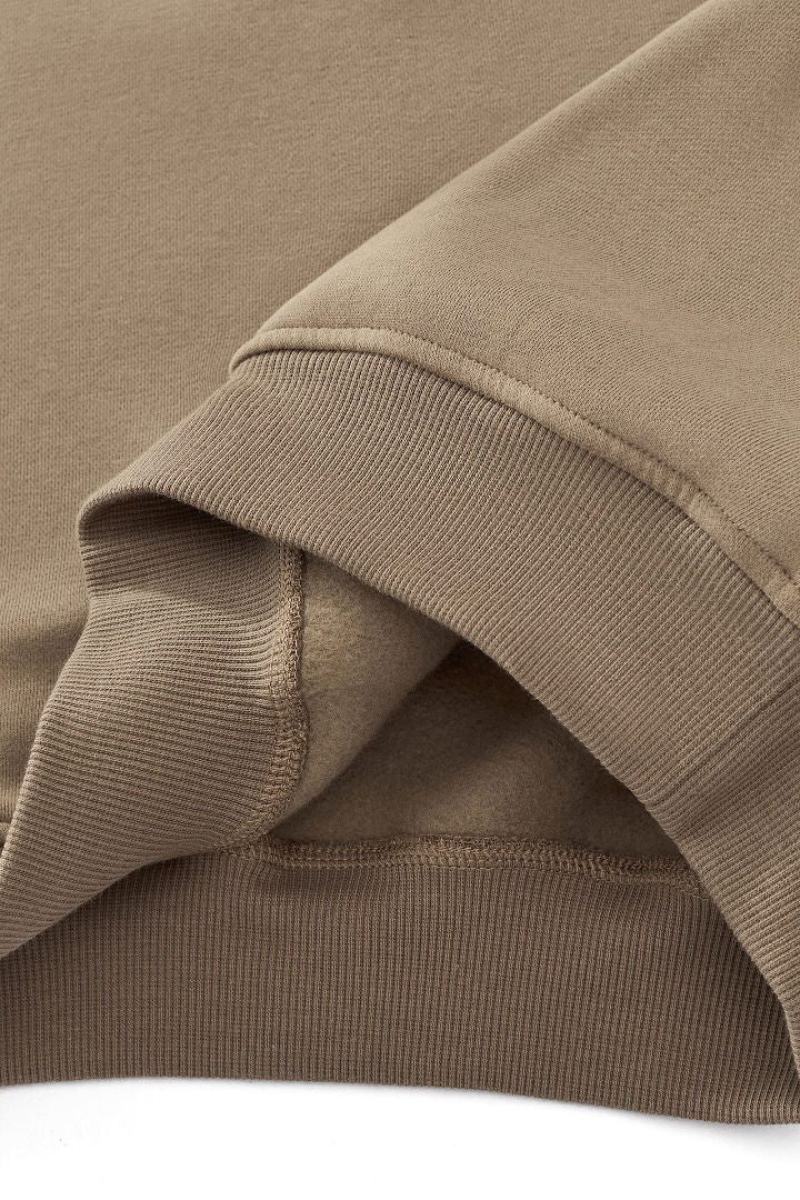 Heavyweight Fleece Lined Mock Neck Sweatshirt - LightBrown - 8