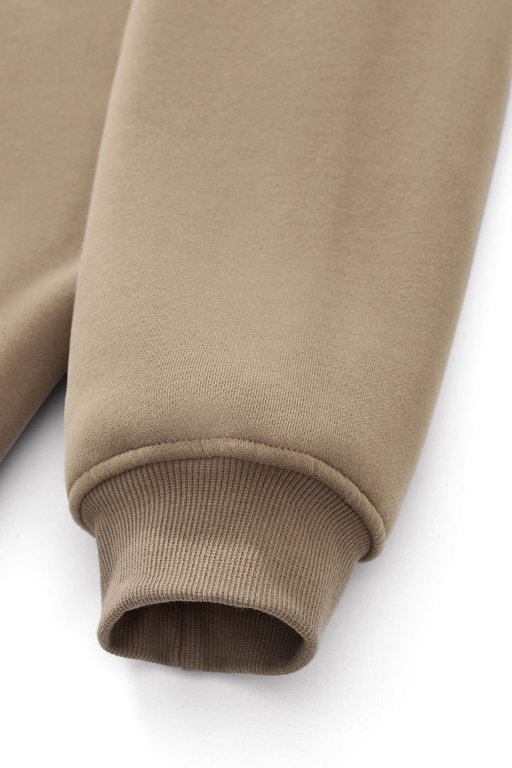 Heavyweight Fleece Lined Mock Neck Sweatshirt - LightBrown - 9