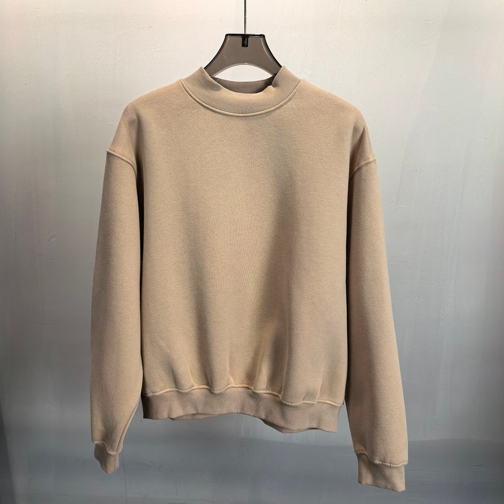 Heavyweight Fleece Lined Mock Neck Sweatshirt - Sand