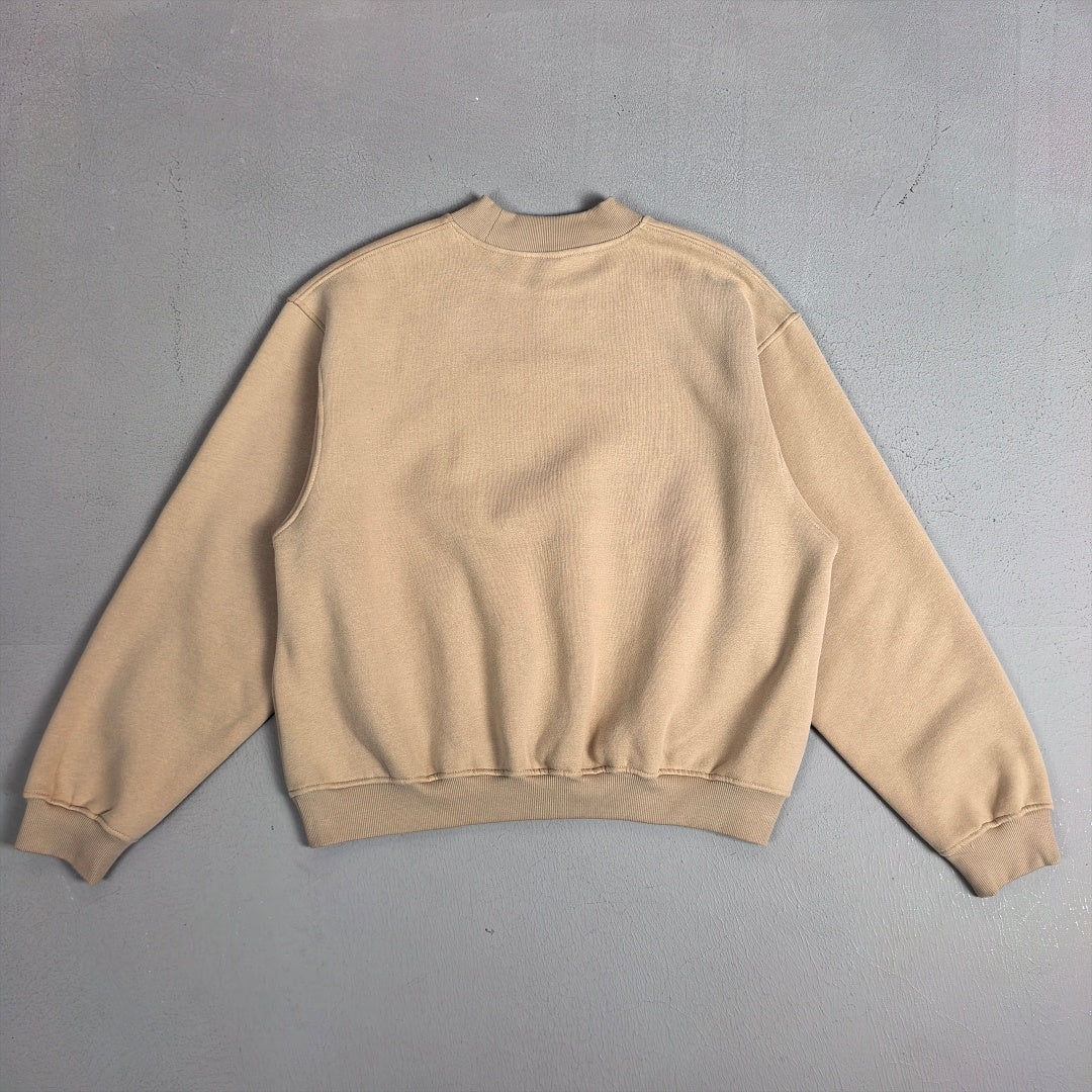 Heavyweight Fleece Lined Mock Neck Sweatshirt - Sand - 3