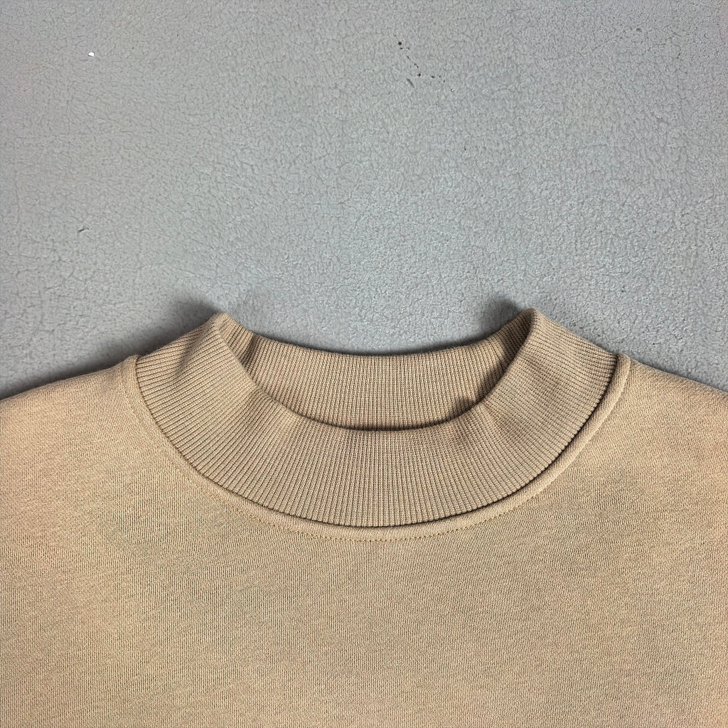 Heavyweight Fleece Lined Mock Neck Sweatshirt - Sand - 4