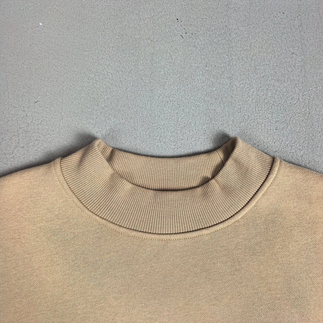 Heavyweight Fleece Lined Mock Neck Sweatshirt - Sand - 4