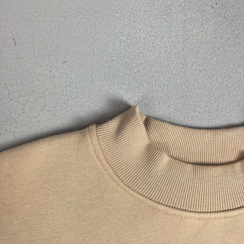 Heavyweight Fleece Lined Mock Neck Sweatshirt - Sand - 5