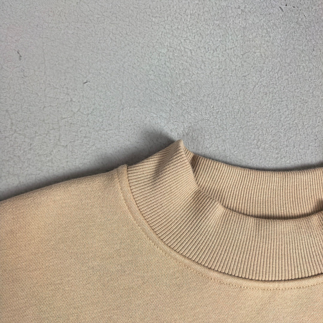 Heavyweight Fleece Lined Mock Neck Sweatshirt - Sand - 5