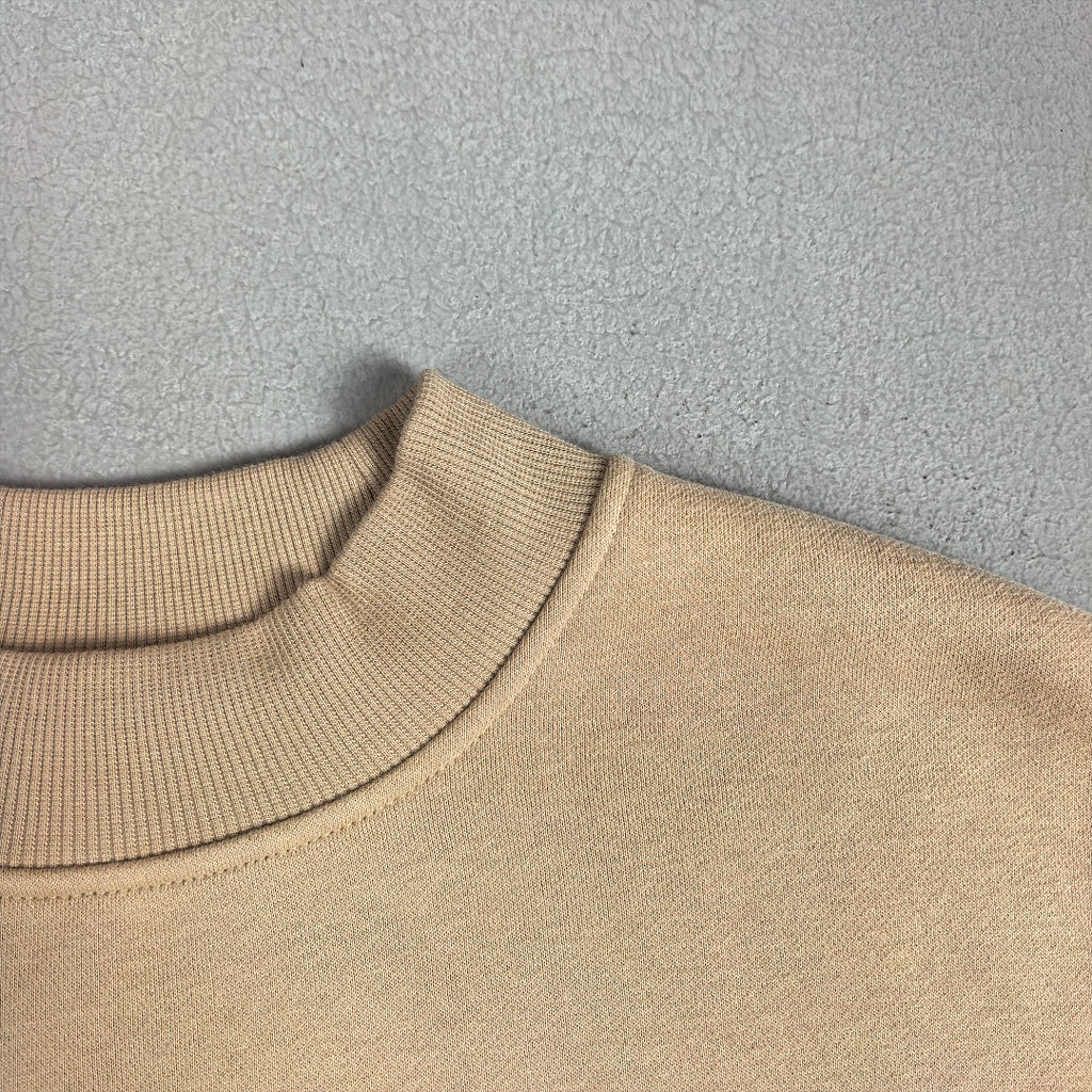Heavyweight Fleece Lined Mock Neck Sweatshirt - Sand - 6