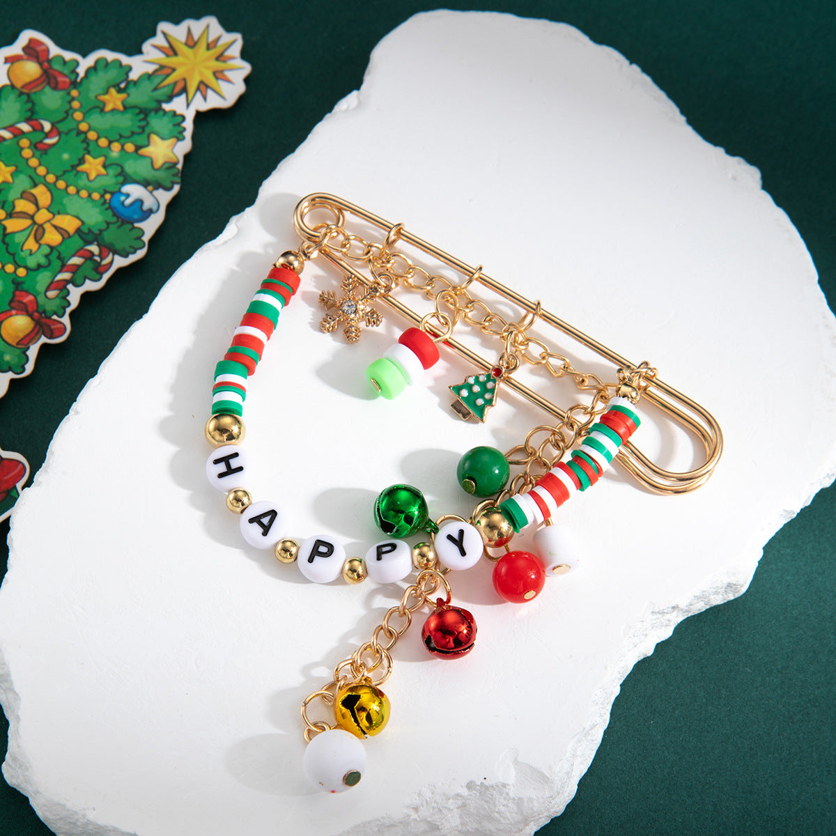 Beaded Letter Charm Pin Brooch - White
