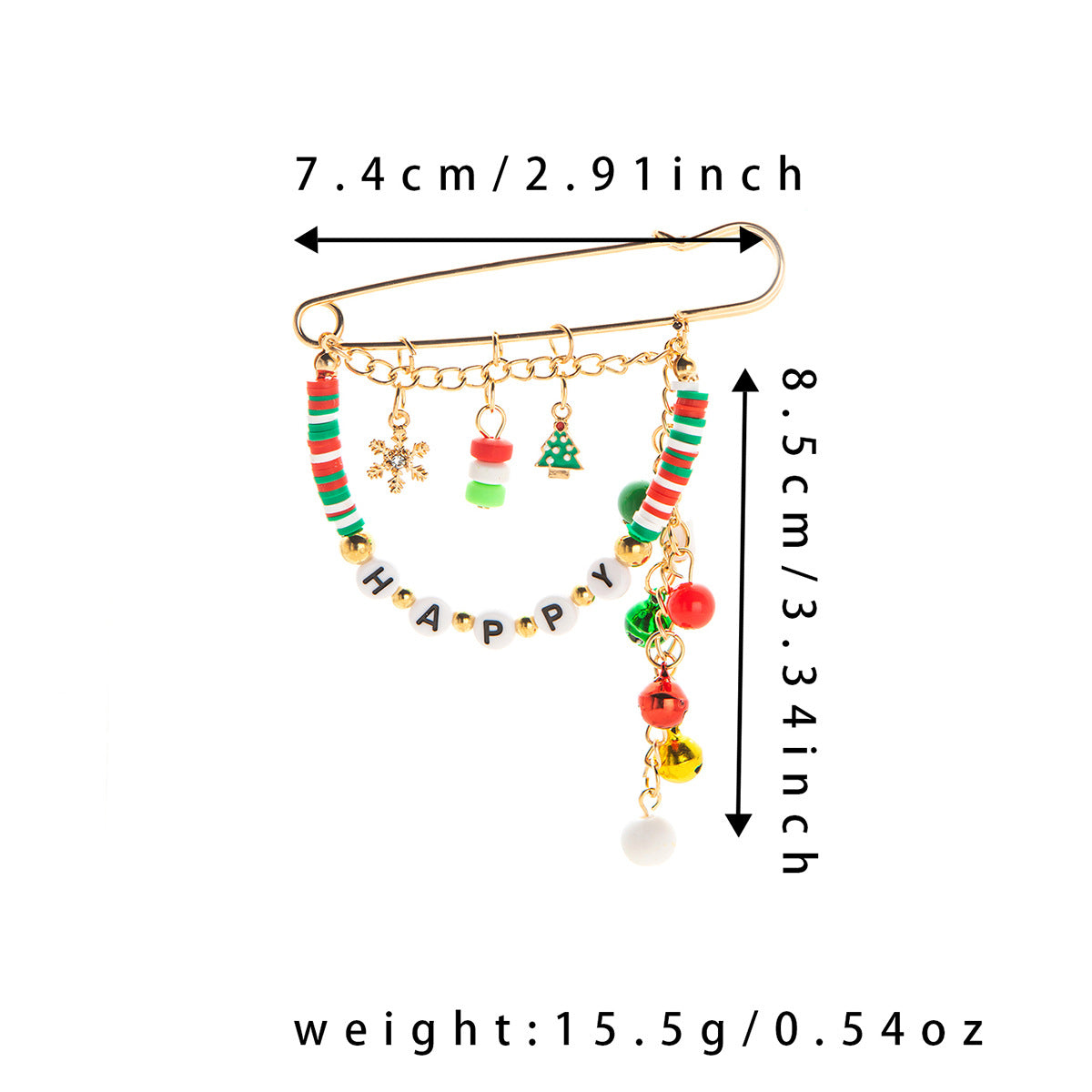 Beaded Letter Charm Pin Brooch - White - 2
