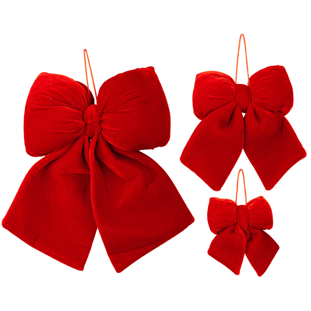 Flannel Christmas Tree Bow Ornament with Hanging Loop