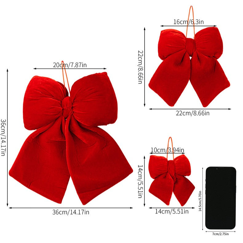Flannel Christmas Tree Bow Ornament with Hanging Loop - view 1