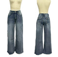 Mid Rise Wide Leg Frayed Hem Jeans - Grey