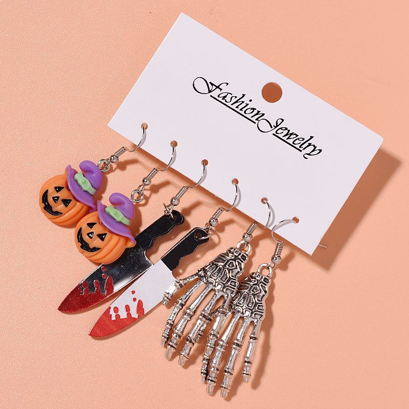 Halloween Earring Set With Skeleton Hands - ThreePairs - 1