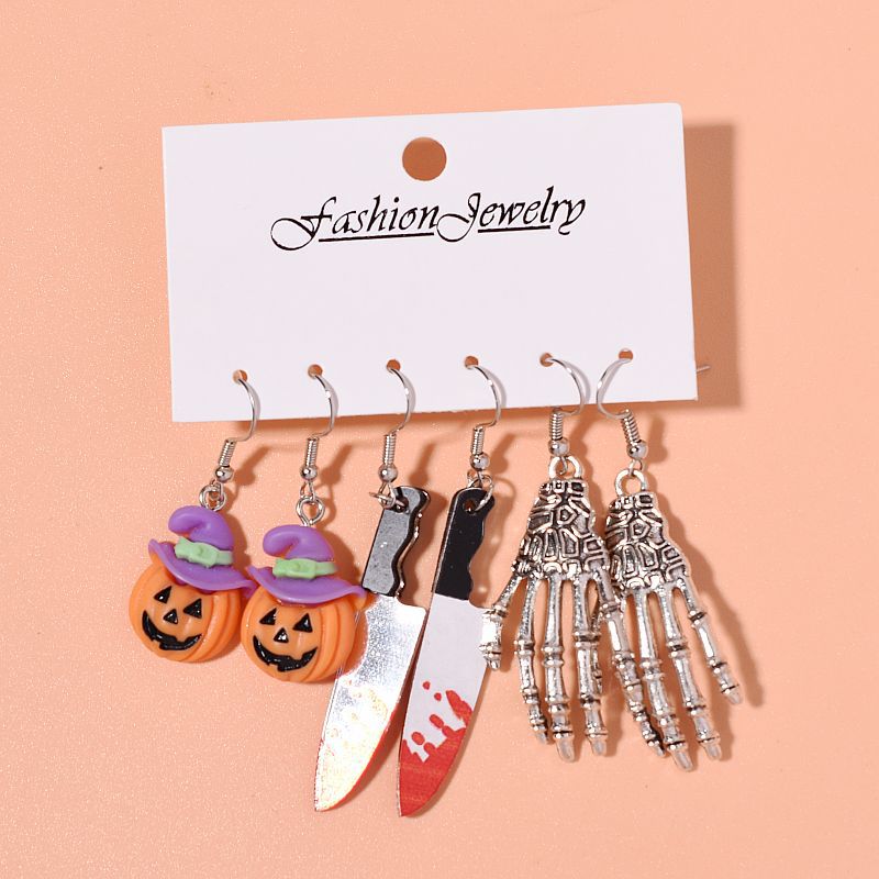 Halloween Earring Set With Skeleton Hands - view 1