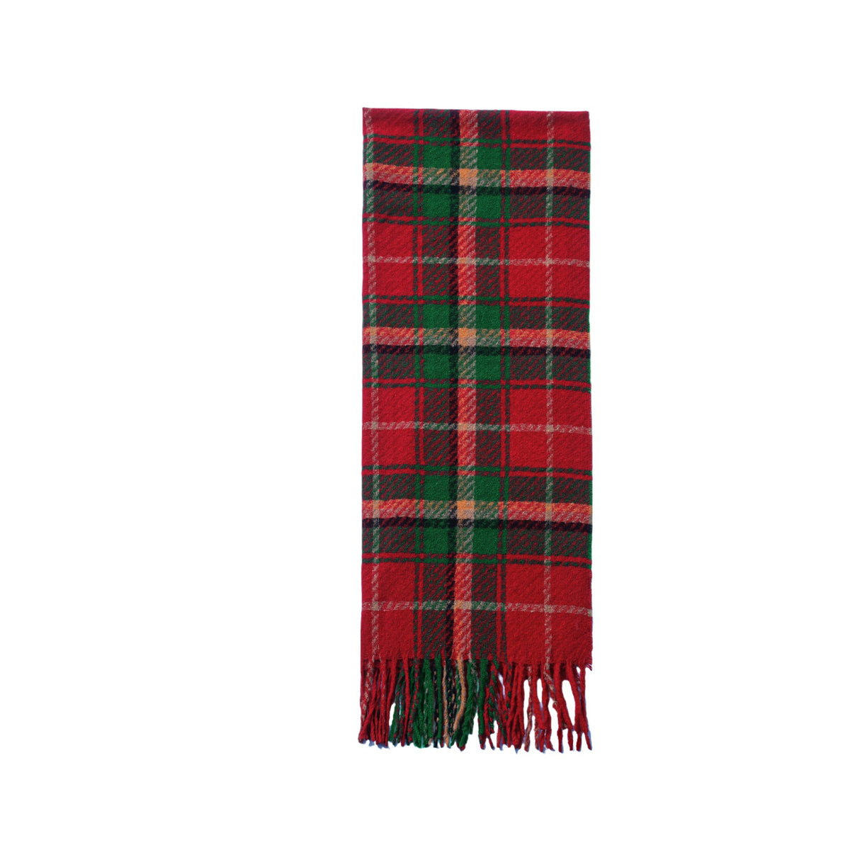Red Tartan Fringed Blanket Scarf - Red