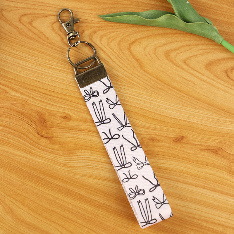 Daisy Print Wristlet Key Fob - B_Bow