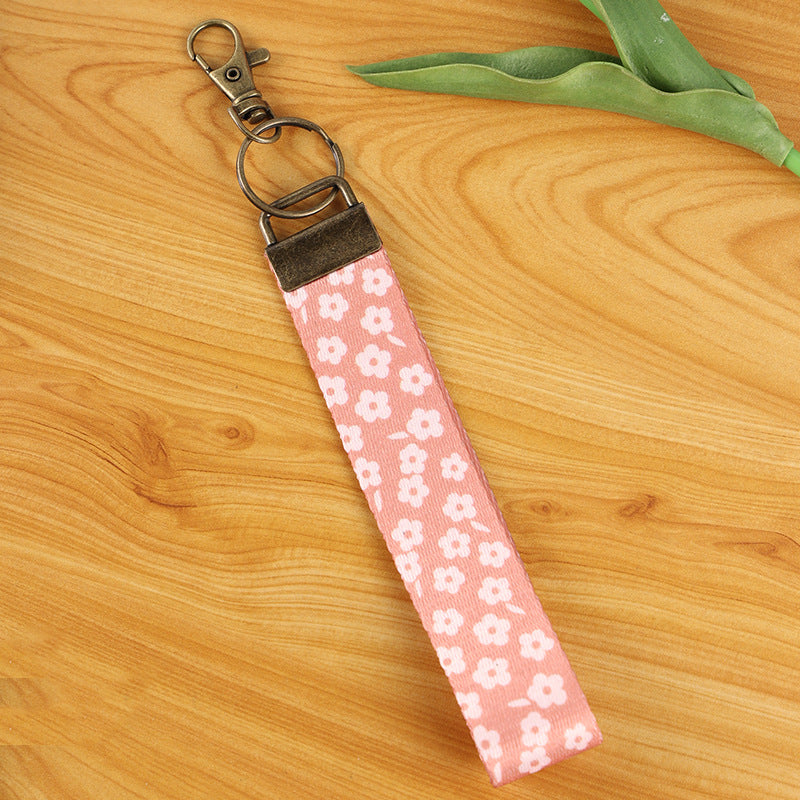 Daisy Print Wristlet Key Fob - Pink
