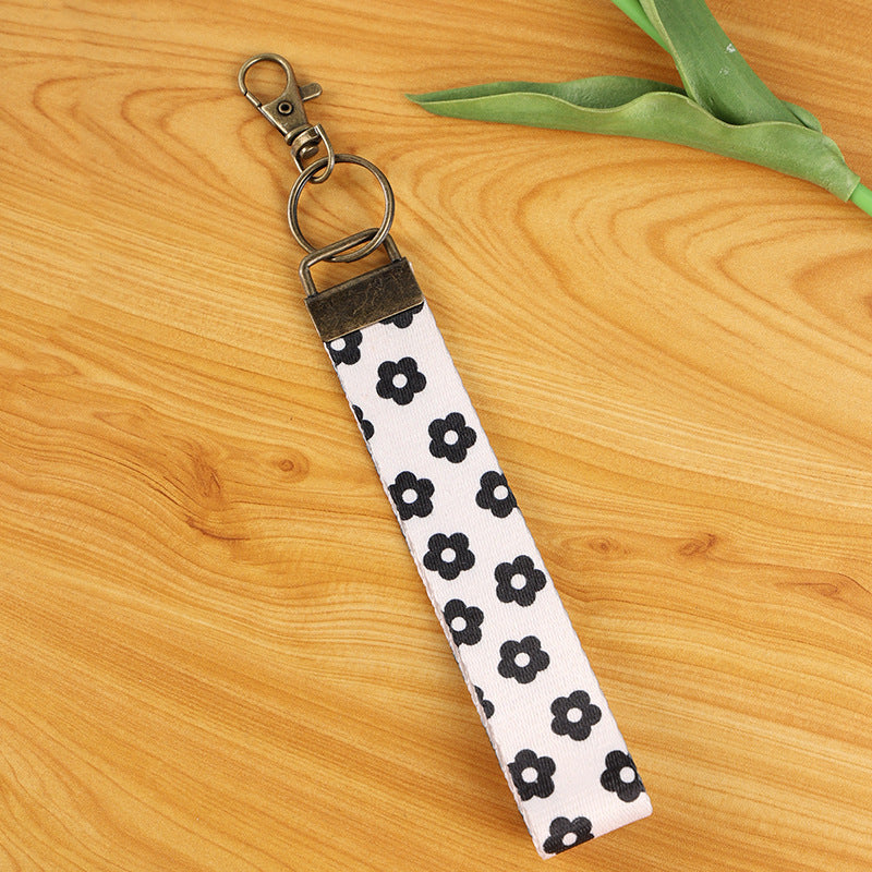 Daisy Print Wristlet Key Fob - White - 1