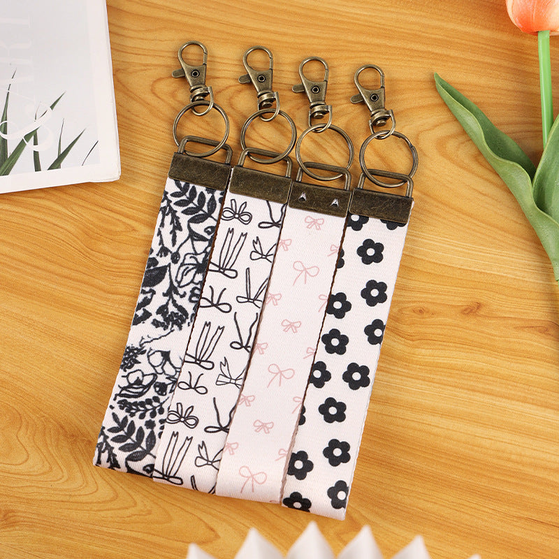 Daisy Print Wristlet Key Fob - White - 2