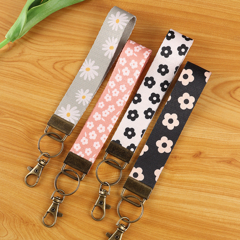 Daisy Print Wristlet Key Fob - White - 3