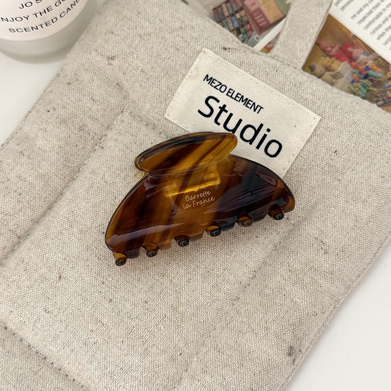 Scalloped Edge Acetate Hair Claw Clip - Coffee