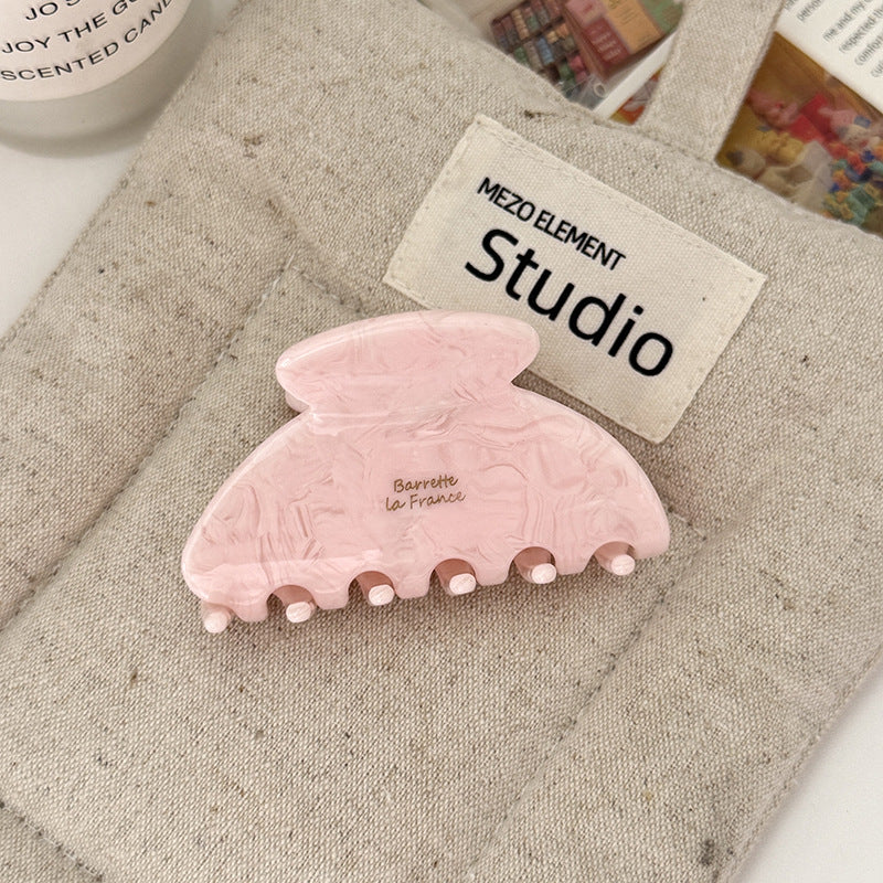Scalloped Edge Acetate Hair Claw Clip - Pink