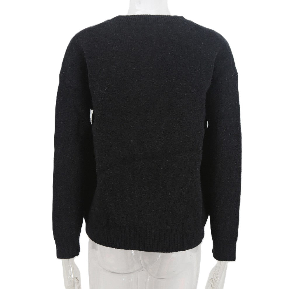 Ghost Jacquard Crew Neck Halloween Sweater - Black - 2