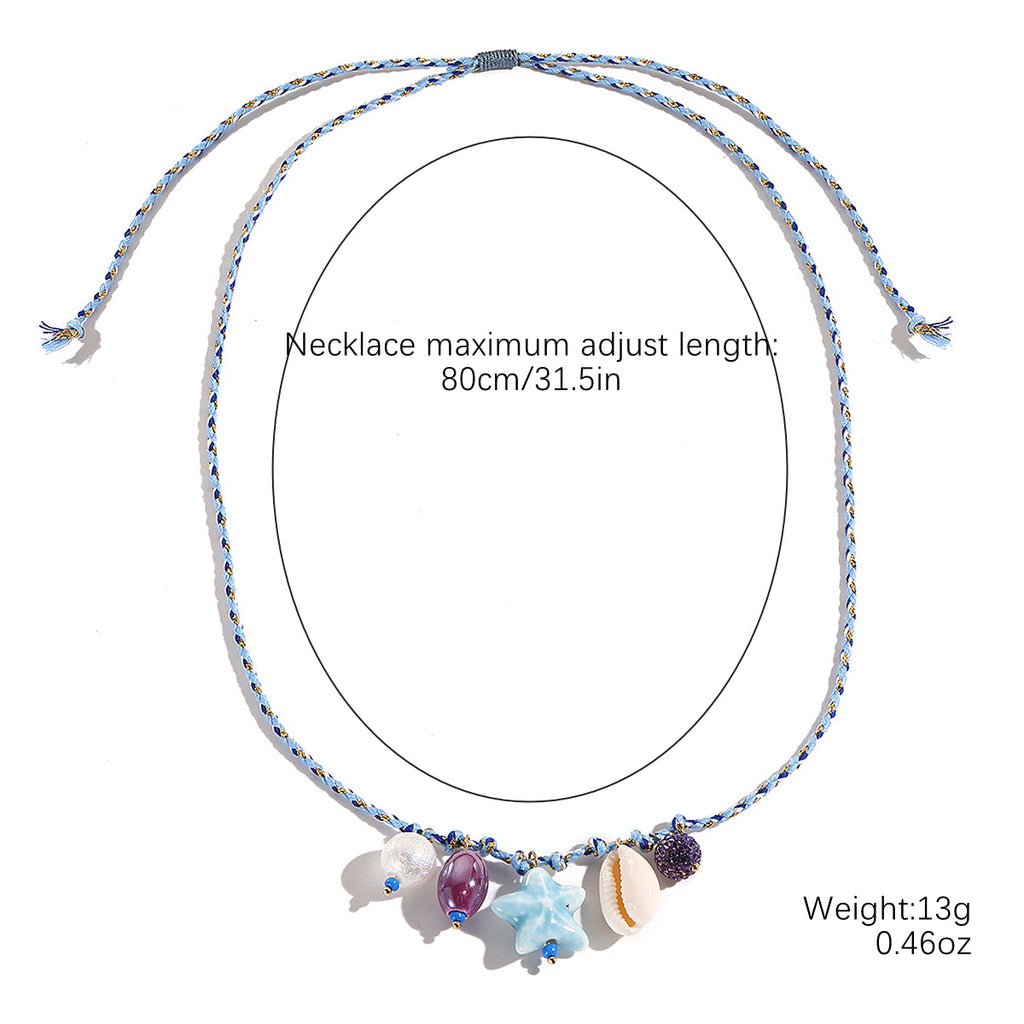 Coastal Ceramic Fish & Starfish Shell Charm Necklace - view 3