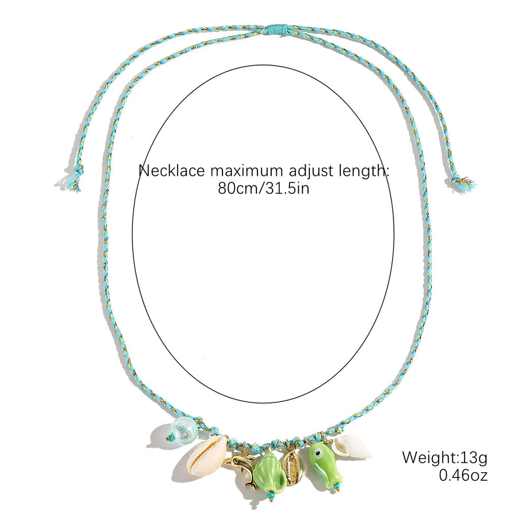 Coastal Ceramic Fish & Starfish Shell Charm Necklace - view 6