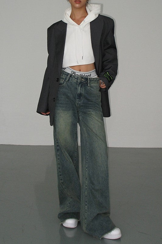 Oversized Notch Lapel Boyfriend Blazer - Black - 8