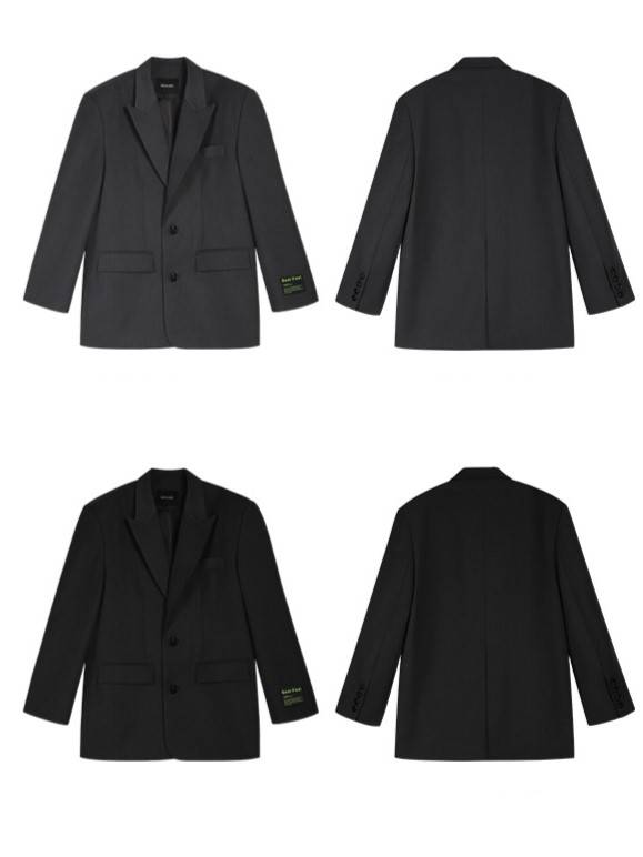 Oversized Notch Lapel Boyfriend Blazer - Grey - 9