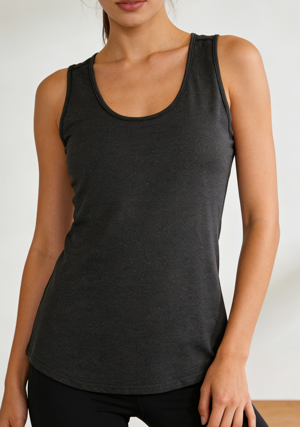 Breathable Racerback Tank Top For Yoga Workouts - Black - 1