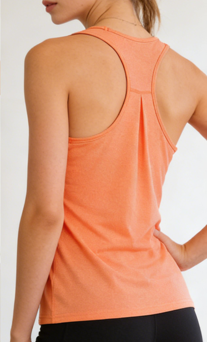 Breathable Racerback Tank Top For Yoga Workouts - Orange - 1