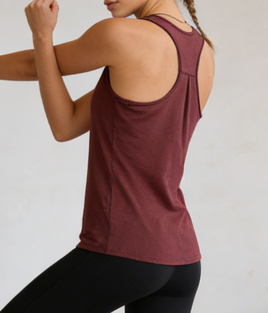 Breathable Racerback Tank Top For Yoga Workouts - Red - 1