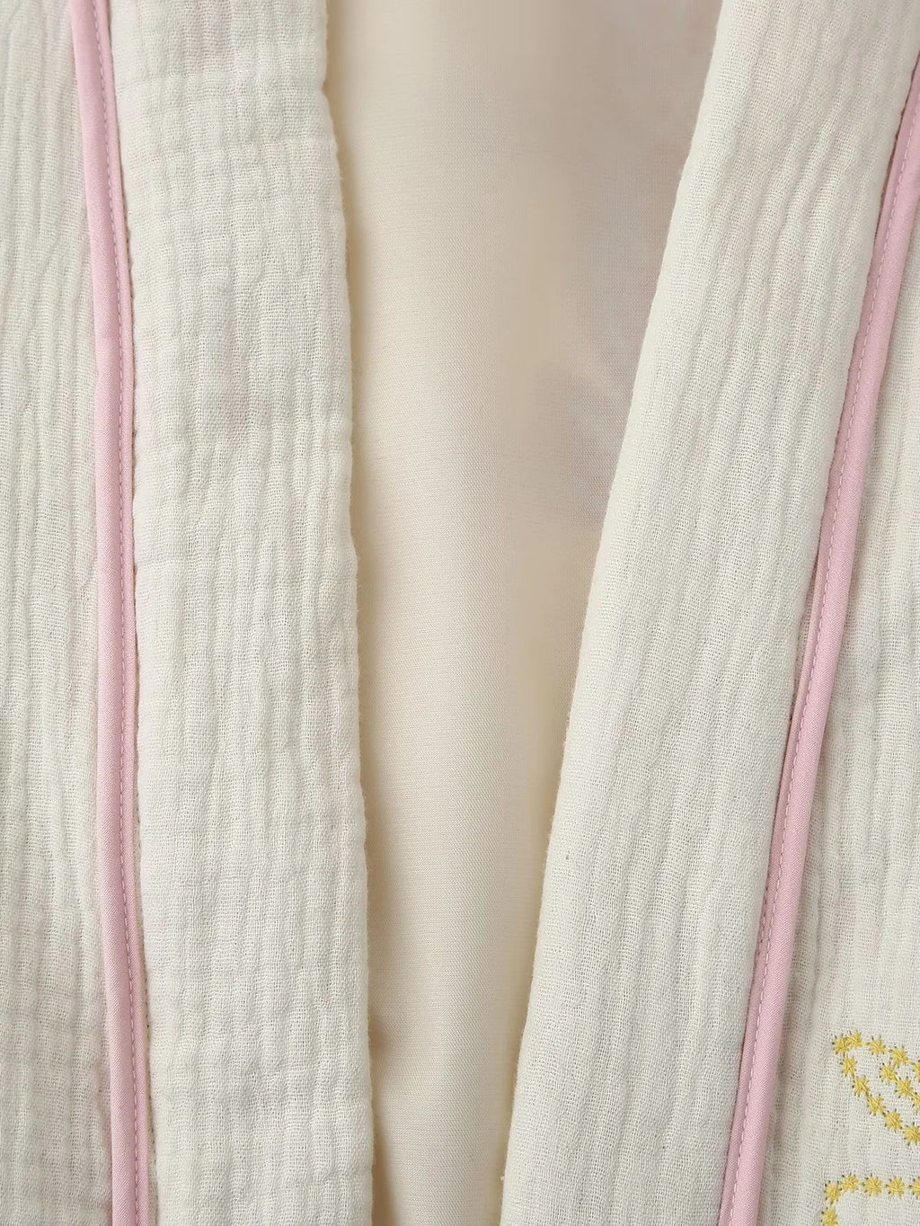 Embroidered Open Front Cotton Kimono Jacket - White - 10