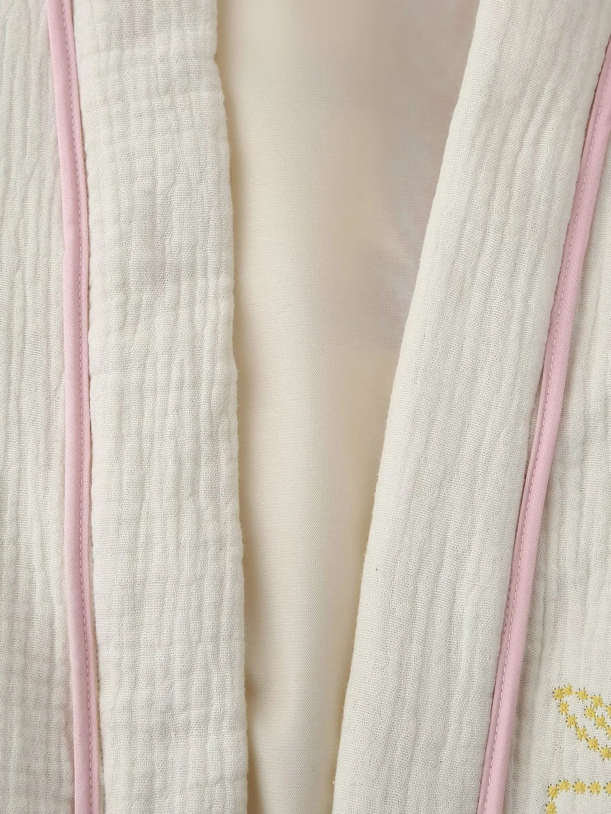 Embroidered Open Front Cotton Kimono Jacket - White - 10