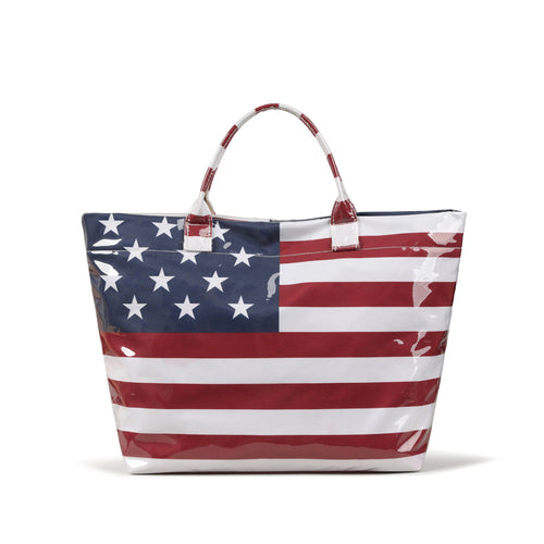 Americana Flag Motif Glossy Tote Bag - Stripe