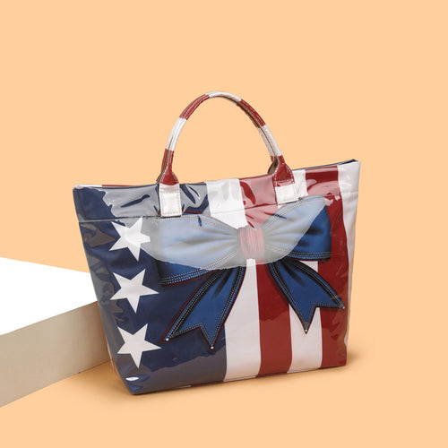 Americana Flag Motif Glossy Tote Bag