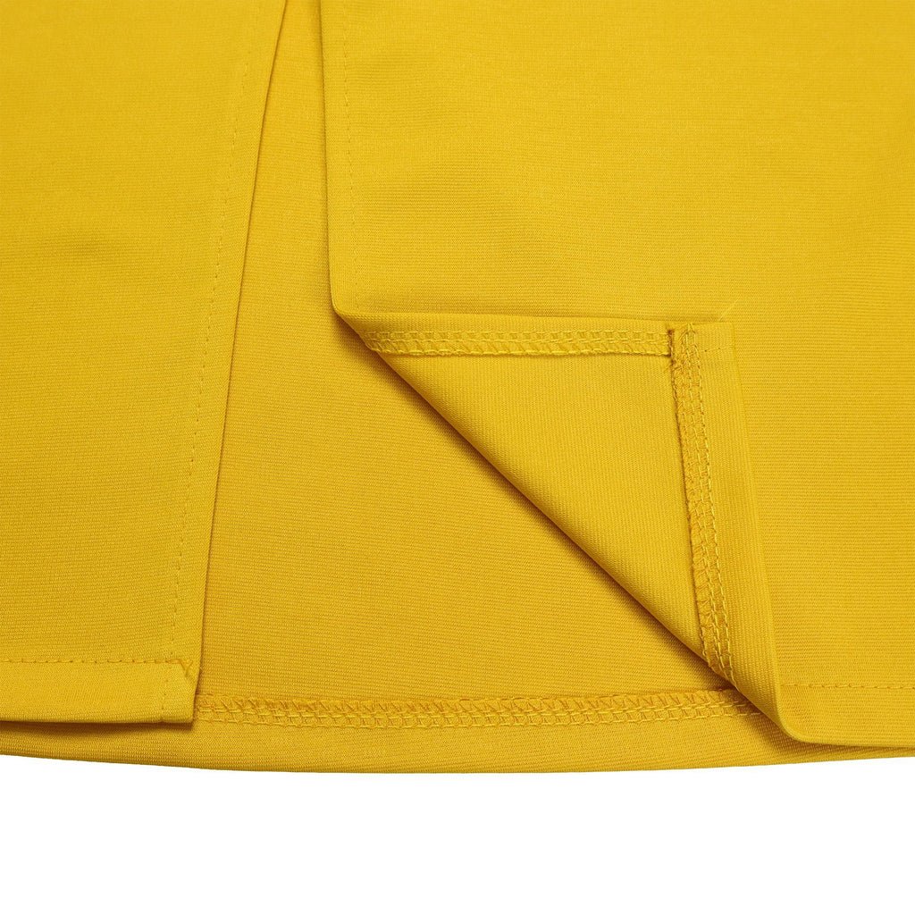 Cape Overlay V Neck Bodycon Midi Dress - Yellow - 2
